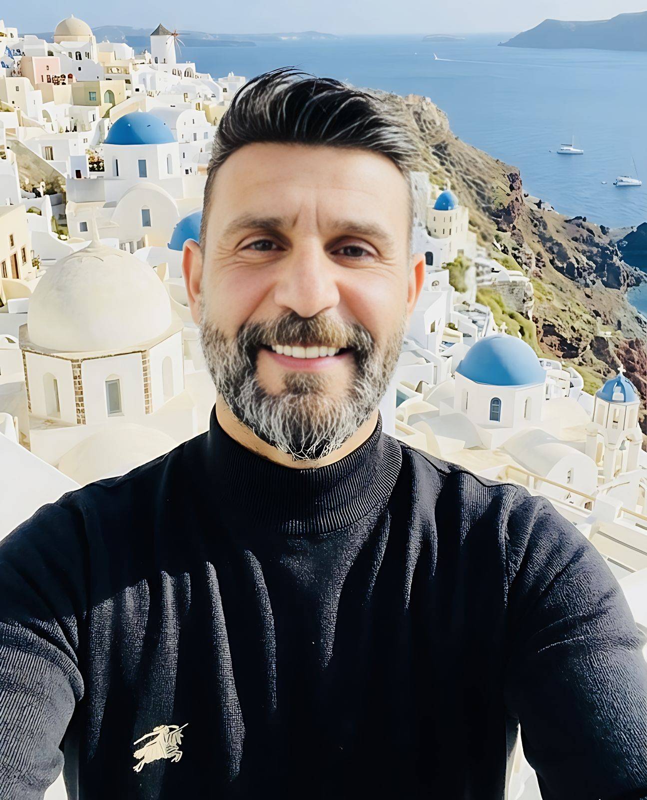 Portrait of Shakhawan Mahmood Mhamad in Santorini, Greece